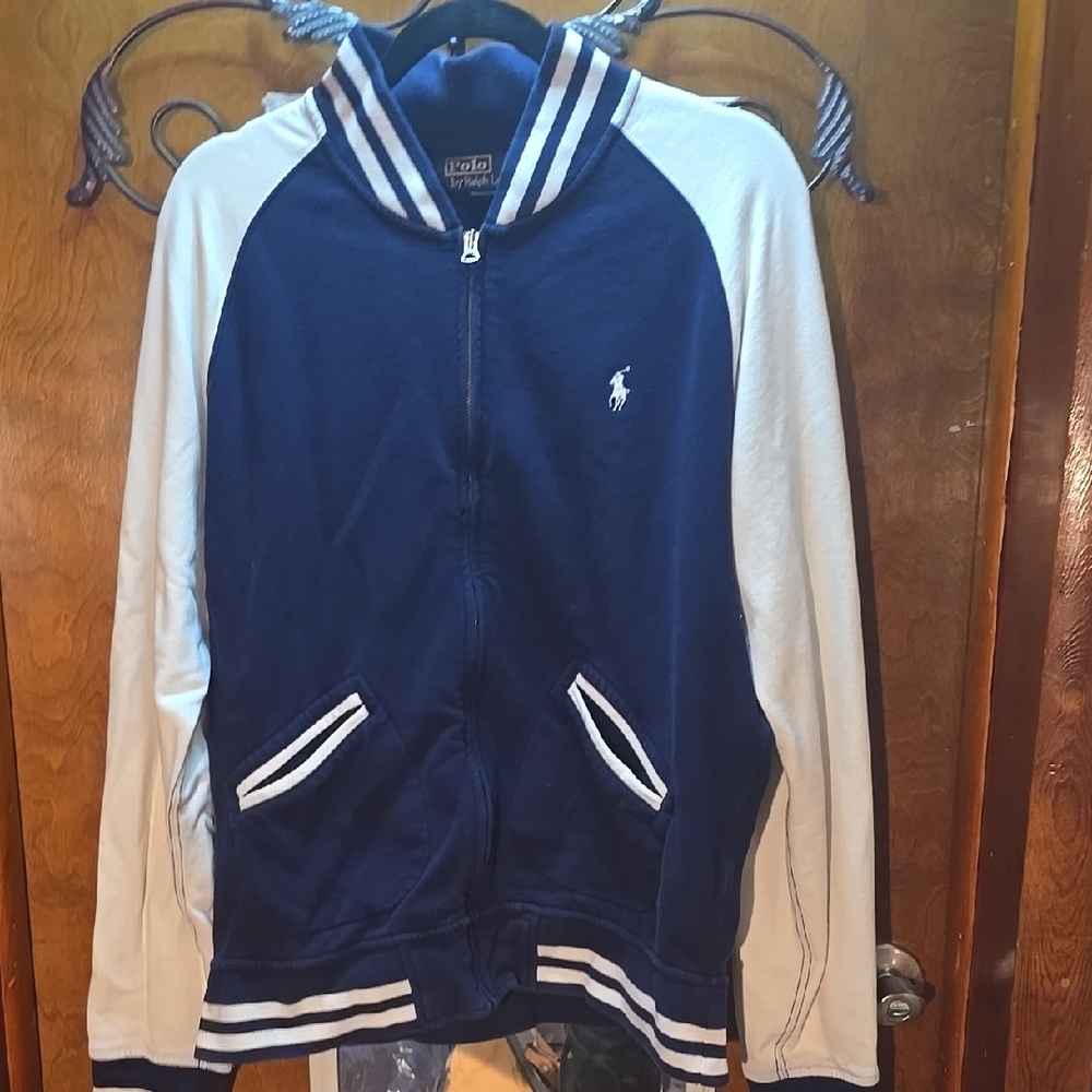 Polo Ralph Lauren Blue and White Bomber Jacket